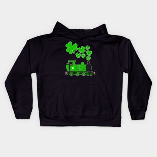 St Patricks Day Train Steam Engine Shamrocks Kids Hoodie